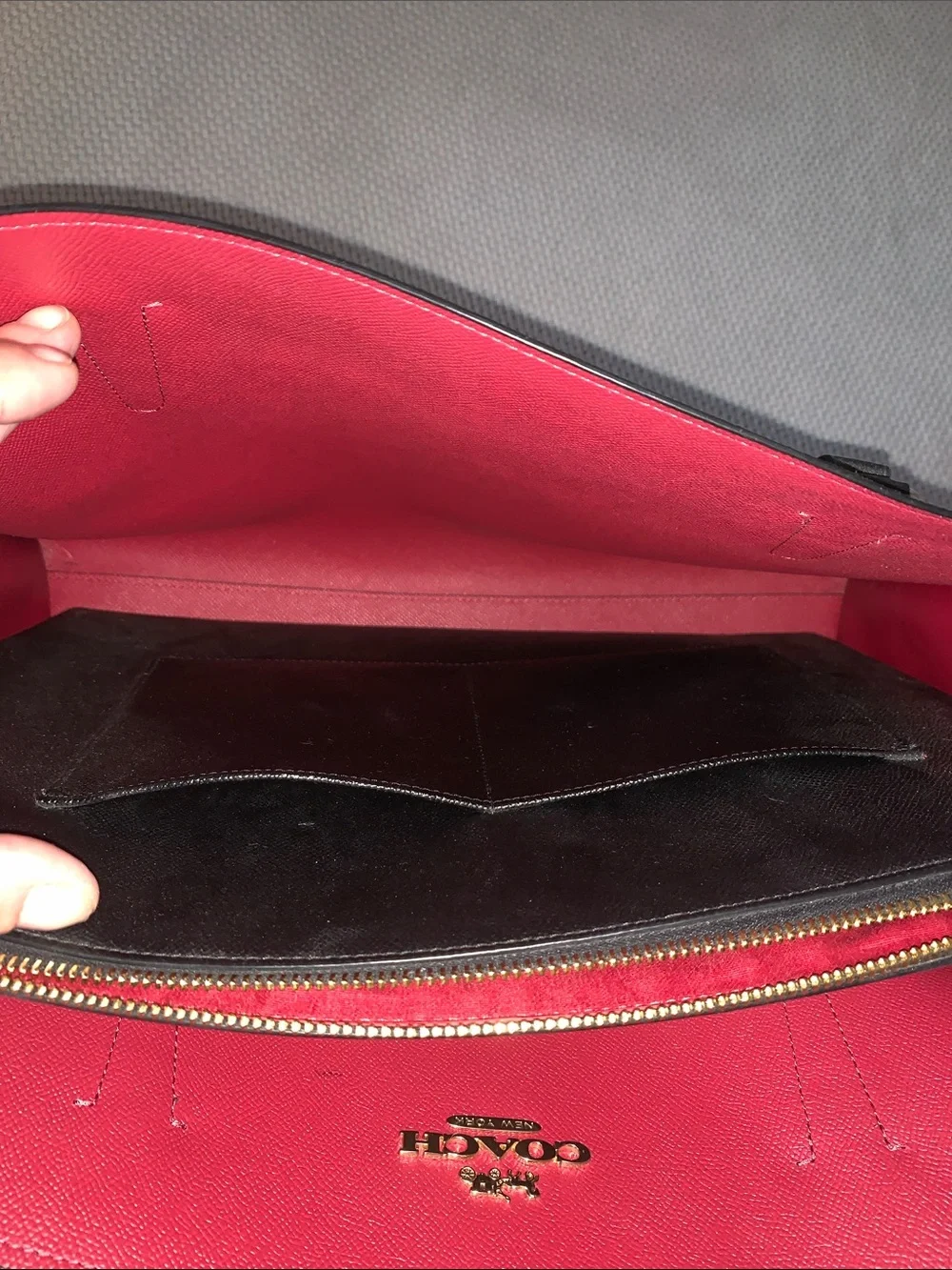 Coach Brown Signature Canvas Tote with Black Straps and Gold Hardware